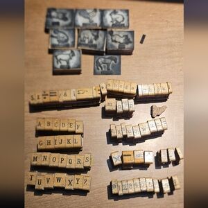 Wooden Alphabet and Number Stamps